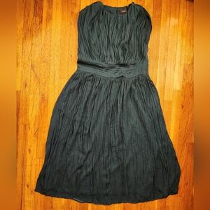 Banana Republic Pleated Cap Sleeve Midi Dress Forest Dweller Green Size 16